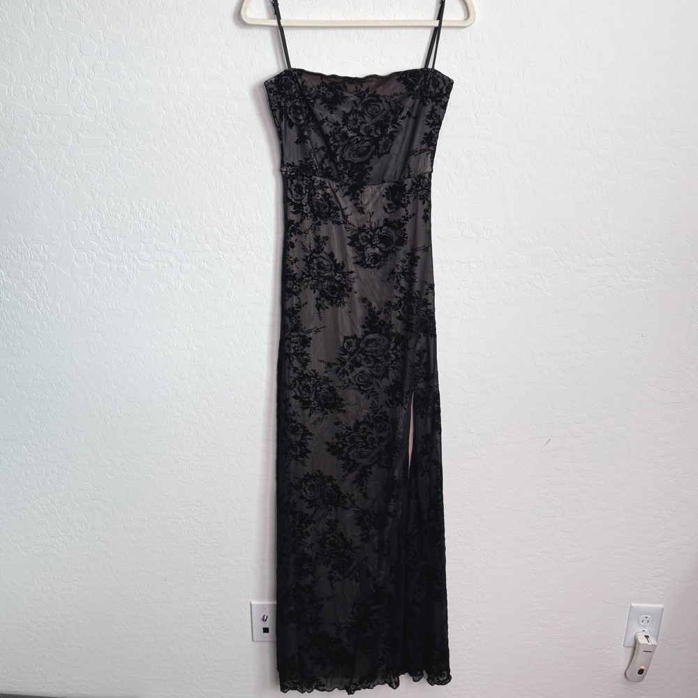 Dolls Kill Widow Womens Maxi Dress S Velvet Floral Whimisgoth Dress Grunge